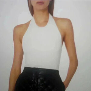 MILLY METAL NECK TRIM HALTER TOP